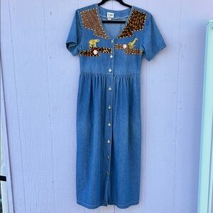 90’s Vintage Cactus California Denim Embellished Dress